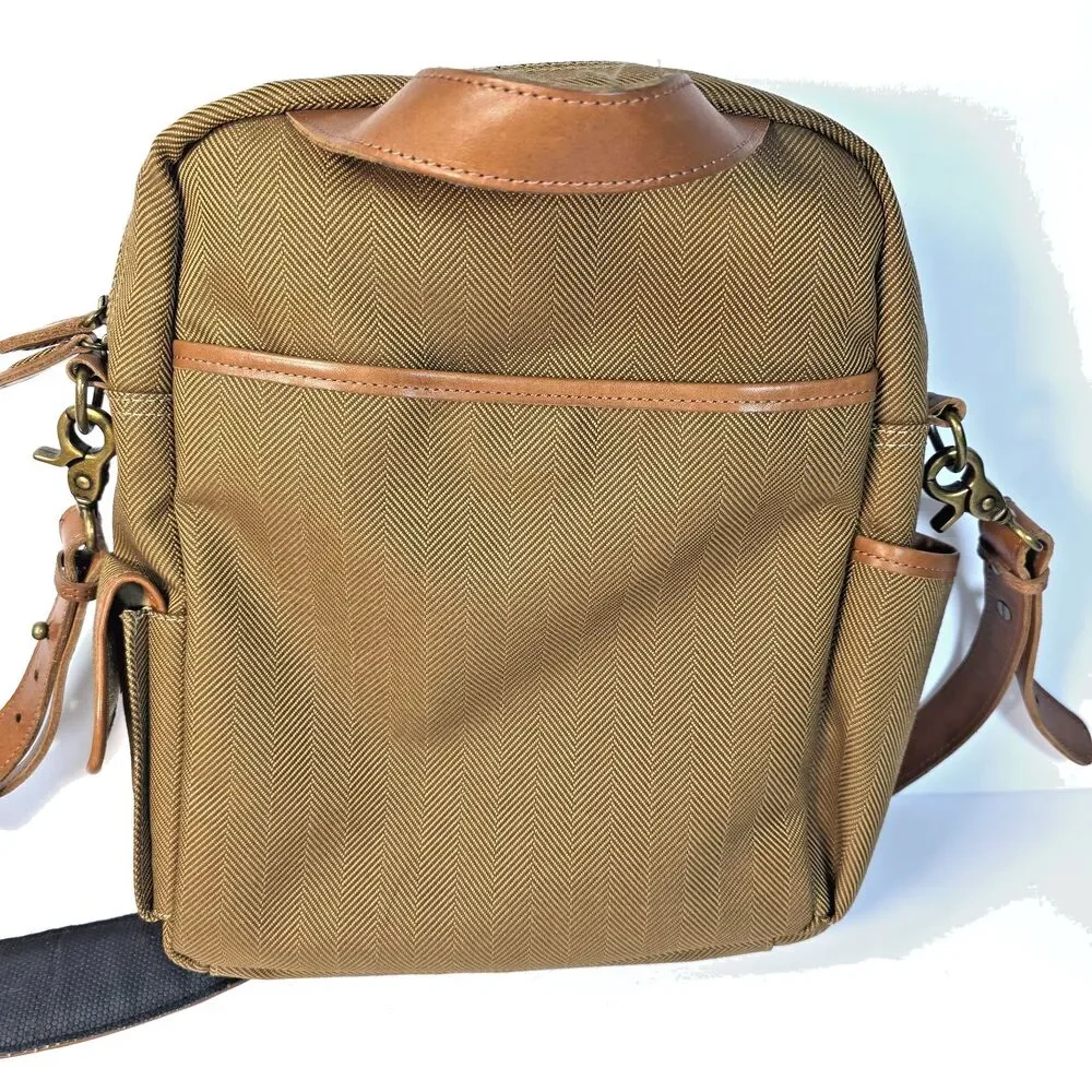 L.L. Bean Canvas Leather Crossbody Messenger Bag Brown Herringbone Travel Field